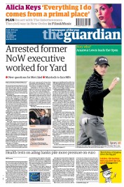 The Guardian Newspaper Front Page (UK) for 15 July 2011