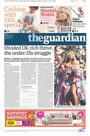 The Guardian (UK) Newspaper Front Page for 15 July 2017