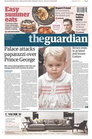 The Guardian (UK) Newspaper Front Page for 15 August 2015
