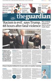 The Guardian (UK) Newspaper Front Page for 15 August 2017