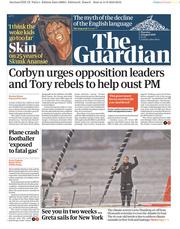 The Guardian (UK) Newspaper Front Page for 15 August 2019