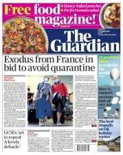 The Guardian (UK) Newspaper Front Page for 15 August 2020