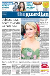 The Guardian Newspaper Front Page (UK) for 15 September 2011