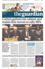 The Guardian (UK) Newspaper Front Page for 15 September 2015