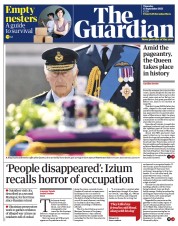The Guardian front page for 15 September 2022