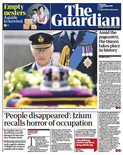 The Guardian Newspaper Front Page (UK) for 15 September 2022