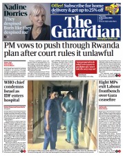 The Guardian front page for 16 November 2023