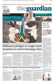 The Guardian (UK) Newspaper Front Page for 16 December 2013