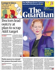 The Guardian (UK) Newspaper Front Page for 16 January 2020