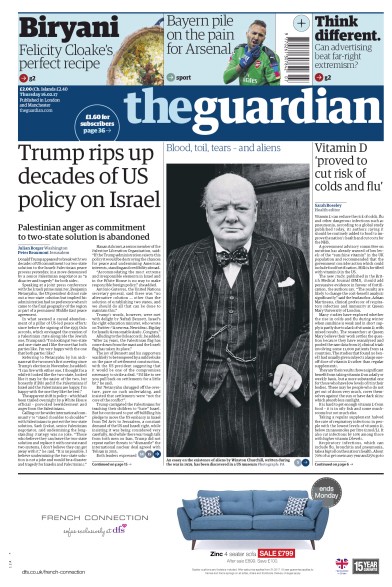 The Guardian Newspaper Front Page (UK) for 16 February 2017