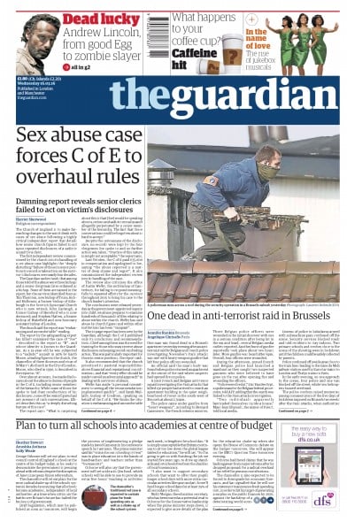 The Guardian Newspaper Front Page (UK) for 16 March 2016