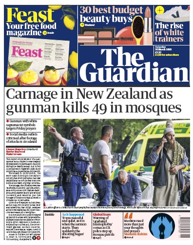 The Guardian Newspaper Front Page (UK) for 16 March 2019