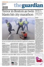 The Guardian (UK) Newspaper Front Page for 16 April 2013