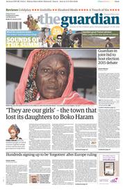 The Guardian Newspaper Front Page (UK) for 16 May 2014