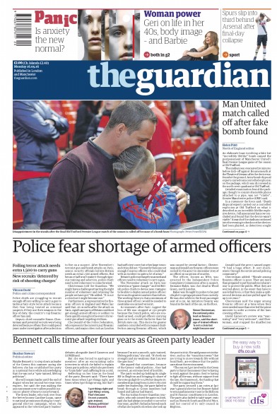 The Guardian Newspaper Front Page (UK) for 16 May 2016