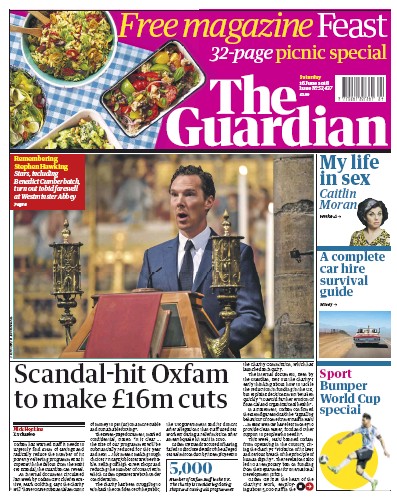 The Guardian Newspaper Front Page (UK) for 16 June 2018