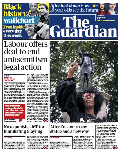 The Guardian Newspaper Front Page (UK) for 16 July 2020