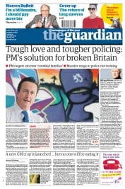 The Guardian Newspaper Front Page (UK) for 16 August 2011