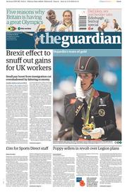 The Guardian (UK) Newspaper Front Page for 16 August 2016