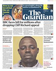 The Guardian (UK) Newspaper Front Page for 16 August 2018