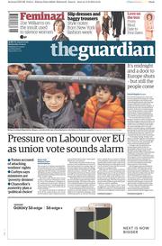 The Guardian (UK) Newspaper Front Page for 16 September 2015