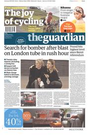 The Guardian (UK) Newspaper Front Page for 16 September 2017