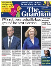 The Guardian (UK) Newspaper Front Page for 16 September 2021