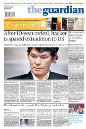 The Guardian Newspaper Front Page (UK) for 17 October 2012