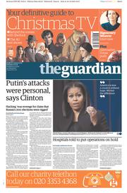 The Guardian (UK) Newspaper Front Page for 17 December 2016
