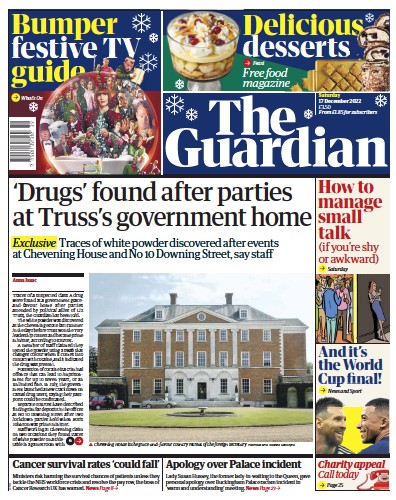 The Guardian Newspaper Front Page (UK) for 17 December 2022