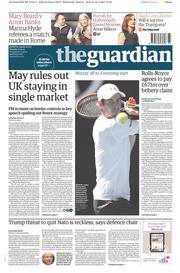 The Guardian (UK) Newspaper Front Page for 17 January 2017