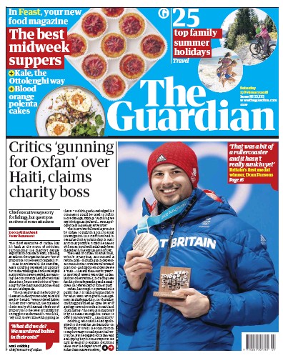 The Guardian Newspaper Front Page (UK) for 17 February 2018