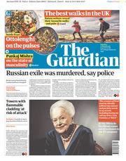 The Guardian (UK) Newspaper Front Page for 17 March 2018
