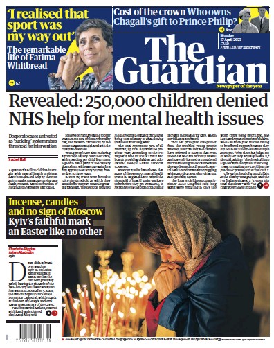 The Guardian Newspaper Front Page (UK) for 17 April 2023