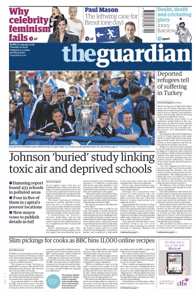 The Guardian Newspaper Front Page (UK) for 17 May 2016
