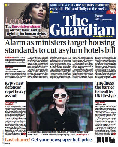 The Guardian Newspaper Front Page (UK) for 17 May 2023