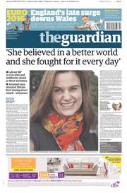 The Guardian (UK) Newspaper Front Page for 17 June 2016