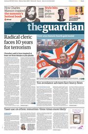 The Guardian (UK) Newspaper Front Page for 17 August 2016
