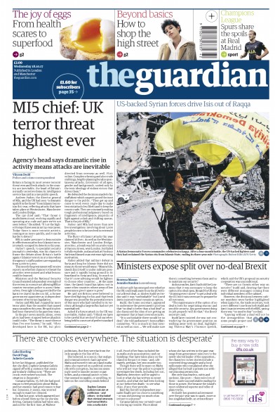 The Guardian Newspaper Front Page (UK) for 18 October 2017