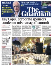 The Guardian (UK) Newspaper Front Page for 18 October 2021