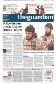 The Guardian (UK) Newspaper Front Page for 18 November 2014