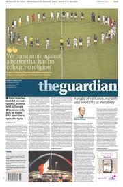 The Guardian (UK) Newspaper Front Page for 18 November 2015
