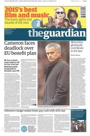 The Guardian (UK) Newspaper Front Page for 18 December 2015