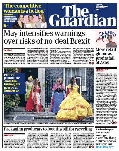 The Guardian Newspaper Front Page (UK) for 18 December 2018