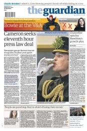 The Guardian (UK) Newspaper Front Page for 18 March 2013
