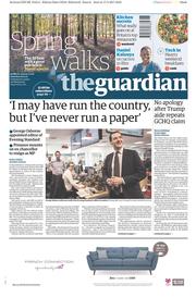 The Guardian (UK) Newspaper Front Page for 18 March 2017