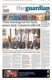 The Guardian (UK) Newspaper Front Page for 18 June 2013