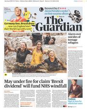 The Guardian (UK) Newspaper Front Page for 18 June 2018