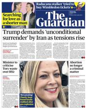 The Guardian front page for 18 June 2025