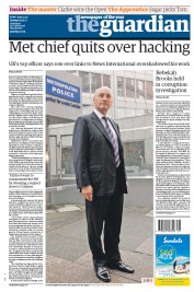 The Guardian Newspaper Front Page (UK) for 18 July 2011
